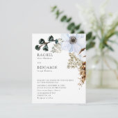 Pampagras Elegante Boho Bruiloftsbloem Kaart (Staand voorkant)