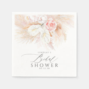 Pampagras en Roze Bloemen Bruidsshower Servet
