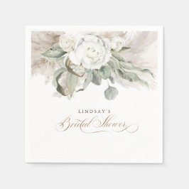 Pampagras en Witte Bloemen Bruidsdouche Servet