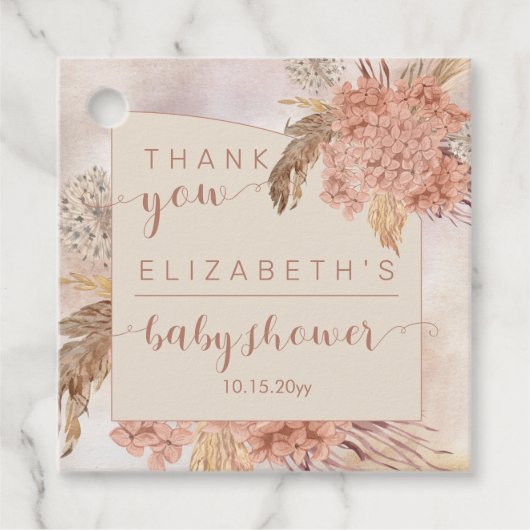 pampagras | Hydrangeas Baby shower Dank je Fa Bedankjes Labels (Voorkant)