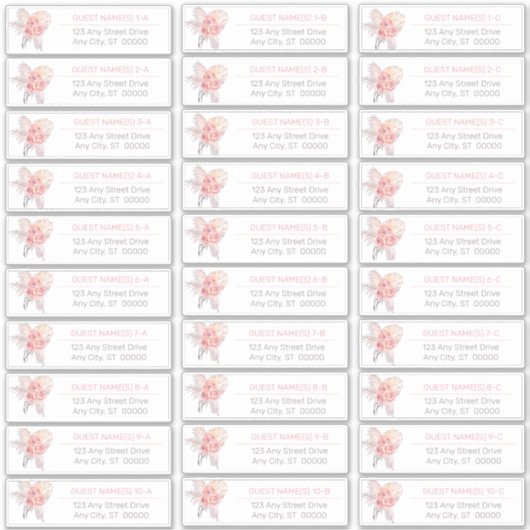 pampagras | Pink Roses Guest Address List Stick Sticker (Voorkant)