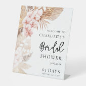 Pampagras Roze Bloem Bruidsdouche Ontvangst Reclamebord Met Voetstuk (Voorkant)