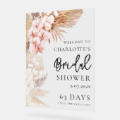 Pampagras Roze Bloemrijke Bruidsdouche Welkom Acryl Bord (Hoek)