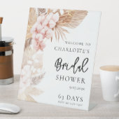 Pampagras Roze Bloemrijke Bruidsdouche Welkom Reclamebord Met Voetstuk (Insitu)