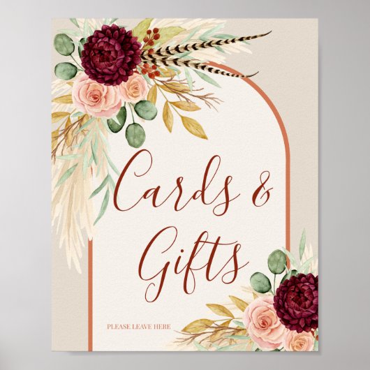 Pampagras Rustieke Boho Terracotta Kaart En Cadeau Poster (Voorkant)