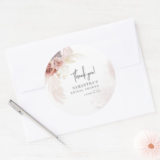 Pampagras Terracotta Bruidsdiner Ronde Sticker (Envelop)