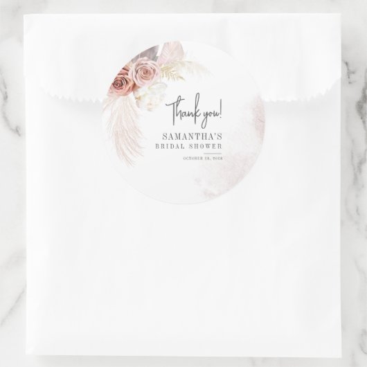 Pampagras Terracotta Bruidsdiner Ronde Sticker (Tas)