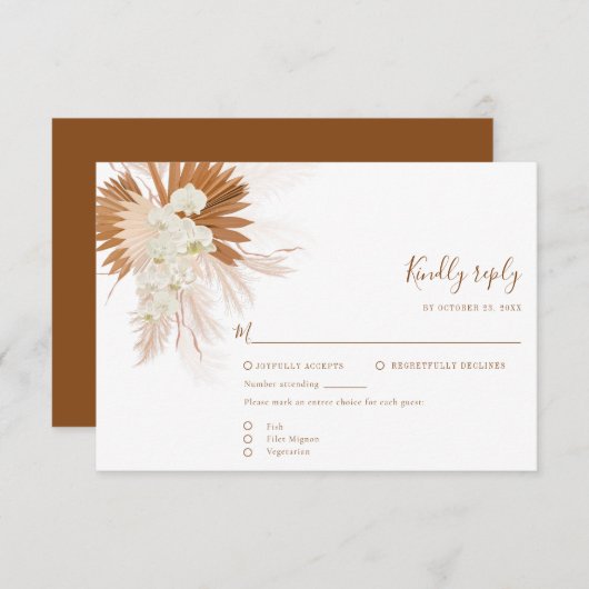 Pampagras Terracotta Bruiloft RSVP Kaartje (Voorkant / Achterkant)