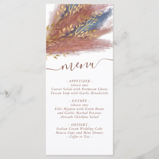 pampagras | Terracotta Paprika Blauwe Wildflower Menu (Voorkant)