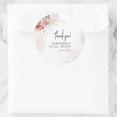 Pampagras Terracotta Script Bruidsdouche Ronde Sticker (Tas)