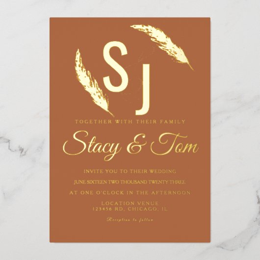 Pampas Ampersand Ppress Folie Uitnodiging (Voorkant)