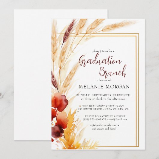 Pampas Autumn Beige Vrijgezellenfeest Kaart (Voorkant / Achterkant)