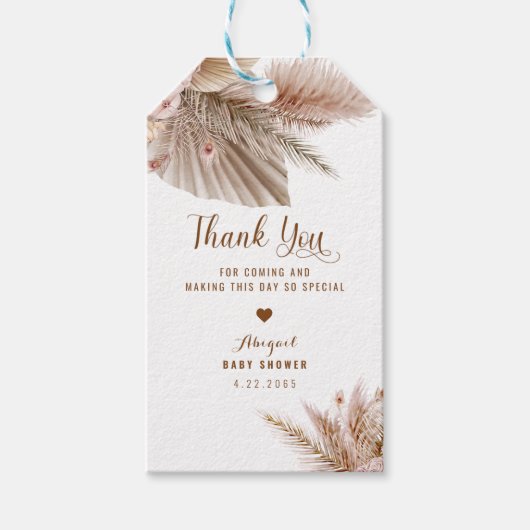 Pampas Baby Shower Bedankbrief Favor Cadeaulabel (Voorkant)