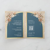 Pampas Beige Aardse Bloem Stof Blauw Bruiloft (Binnen)