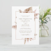 Pampas Beige Bride Parents Wedding Invitation Kaart (Staand voorkant)