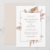 Pampas Beige Bride Parents Wedding Invitation Kaart (Voorkant / Achterkant)