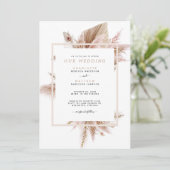 Pampas Beige No Parents Wedding Invitation Kaart (Staand voorkant)