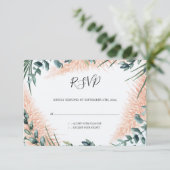 Pampas bladeren loof Waterverf bruiloft RSVP Kaartje (Staand voorkant)