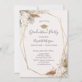 Pampas bloemen, afstudeerhoed, afstuderen kaart (Voorkant)