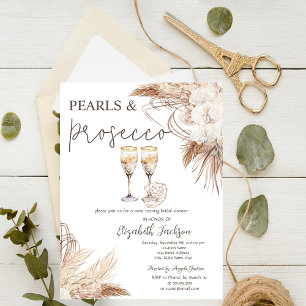 Pampas Bloemen Parels Prosecco Bruidsmeisjesfeest  Kaart