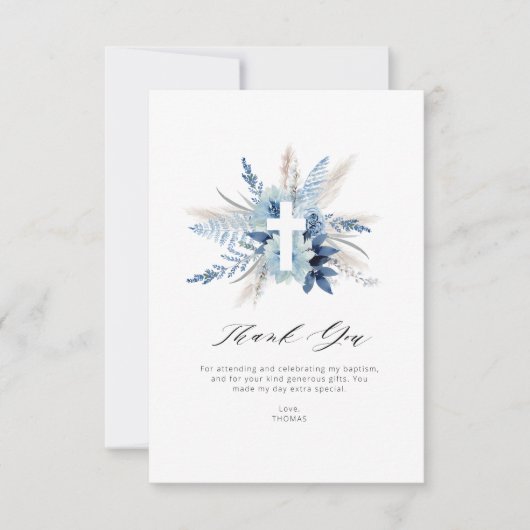 Pampas bloemendoop bedankje kaart (Voorkant)