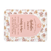 Pampas bloemetjes roos afstudeerfeest uitnodiging magneet (Horizontaal)