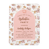 Pampas bloemetjes roos afstudeerfeest uitnodiging magneet (Verticaal)