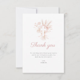 Pampas Bloemstof roos Doop Dankjewel Kaart