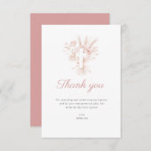 Pampas Bloemstof roos Doop Dankjewel Kaart (Voorkant / Achterkant)