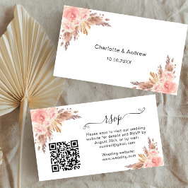 Pampas blush trouwreactie website QR code RSVP Informatiekaartje