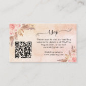 Pampas blush trouwreactie website QR code RSVP Informatiekaartje (Achterkant)