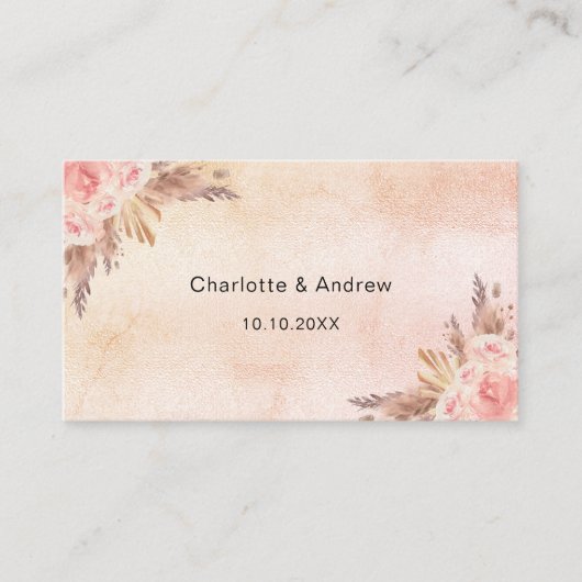 Pampas blush trouwreactie website QR code RSVP Informatiekaartje (Voorkant)