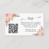 Pampas blush trouwreactie website QR code RSVP Informatiekaartje (Achterkant)