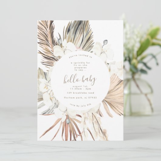 Pampas Boho Beach Hallo Baby shower Kaart (Staand voorkant)