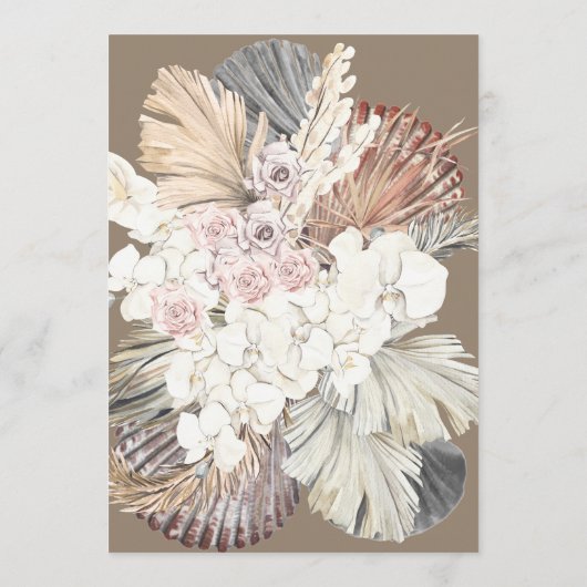 Pampas Boho Beach Shell Baby shower Invitation Kaart (Achterkant)