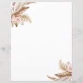Pampas Boho Bloemen Stationery Papier (Achterkant)