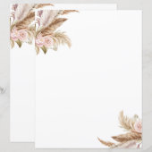 Pampas Boho Bloemen Stationery Papier (Voorkant / Achterkant)