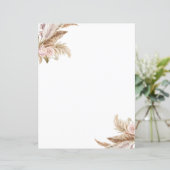 Pampas Boho Bloemen Stationery Papier (Staand voorkant)