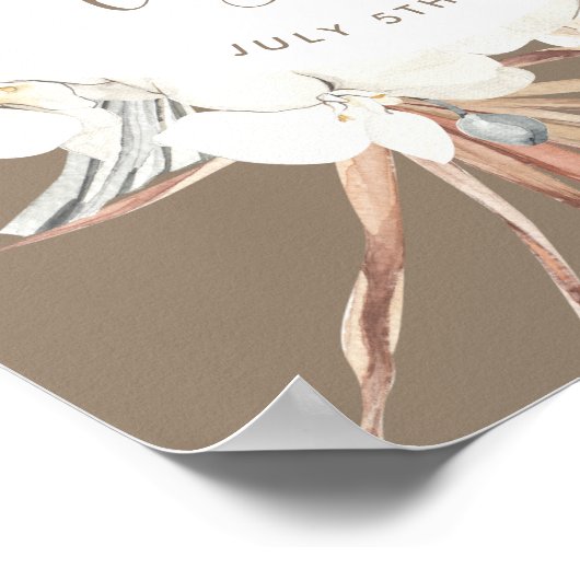 Pampas Boho Bronze Beach Hallo Baby shower Welkom Poster (Hoek)