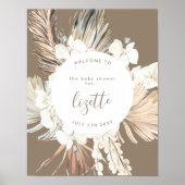 Pampas Boho Bronze Beach Hallo Baby shower Welkom Poster (Voorkant)