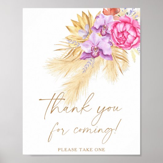Pampas boho gras - Bedankt voor uw komst Poster (Voorkant)