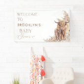 Pampas Boho Koe Kalf Baby shower Welkomstbanner Spandoek (Insitu)