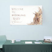 Pampas Boho Koe Kalf Baby shower Welkomstbanner Spandoek (Beurs)