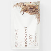 Pampas Boho Koe Kalf Baby shower Welkomstbanner Spandoek (Verticaal)