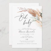 Pampas boho Oh Baby baby shower Kaart (Voorkant / Achterkant)