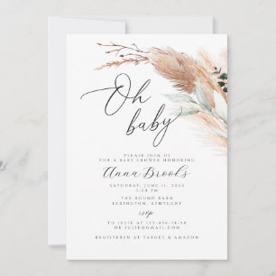Pampas boho Oh Baby baby shower Kaart