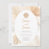 Pampas Boho Palm Ocean Wedding Kaart (Voorkant)