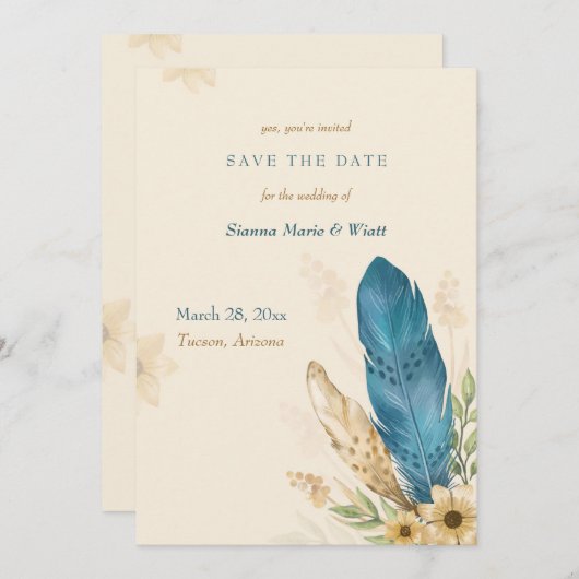 Pampas Boho Save the Date Aankondiging (Voorkant / Achterkant)