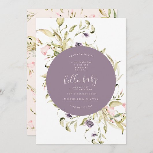 Pampas Boho Wildflower Botanisch Hallo Baby shower Kaart (Voorkant / Achterkant)