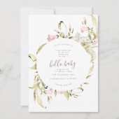 Pampas Boho Wildflower Garden Hallo Baby shower Kaart (Voorkant)